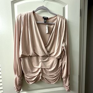 TENDER RUCHED DETAIL FAUX WRAP TOP XL